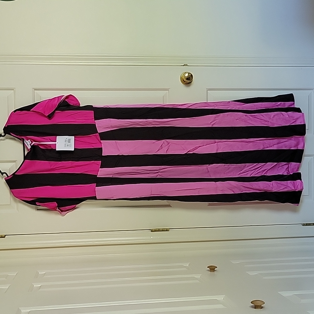 Pink and Black Striped Dress Size 16W/18W